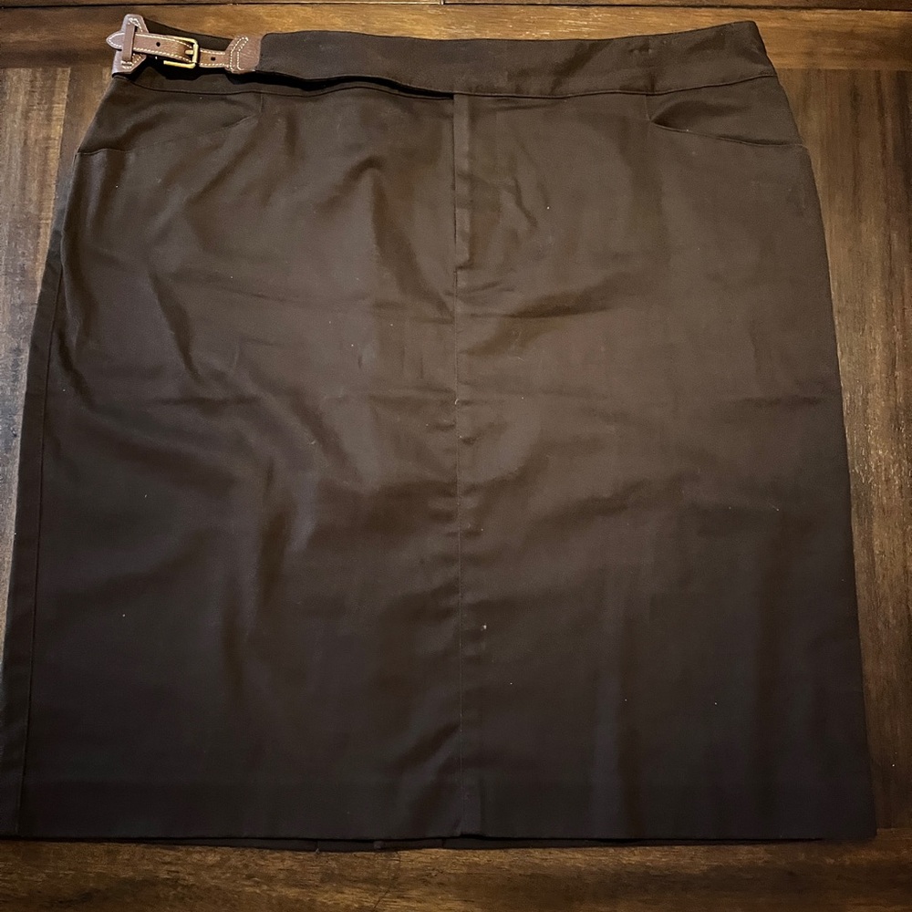Lauren Ralph Lauren Brown cotton Pencil Skirt with Belt Detail Equestrian Sz 18